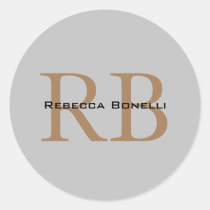 Trendstil Monogram Minimalistischer Schlichter Add Runder Aufkleber