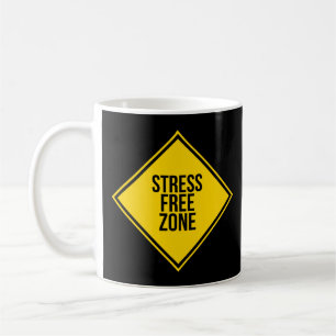 Trendstress Free Zone Zitat gelb schwarz Kaffeetasse