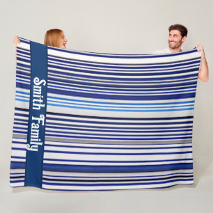 TrendSummer Navy Blue Boat Stripes Collection Fleecedecke