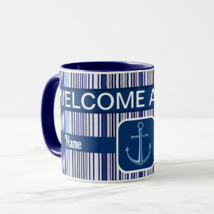 TrendSummer Navy Blue Boat Stripes Collection Tasse