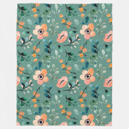Trendtürkisfarbene Wildblumen Boho niedlich Fleecedecke