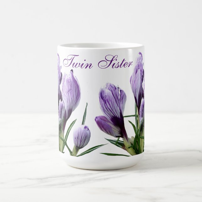 Trendtweinschwester Gemini lila Crocus floral Kaffeetasse (Mittel)