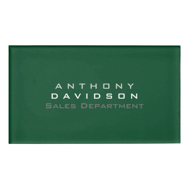 Trendup Forest Green Minimalistisch Business Namenschild (Vorderseite)