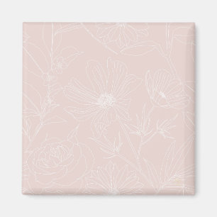 Trendweiße Blume Konturen Rosa Design Magnet