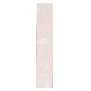 Trendweiße Blume Konturen Rosa Design Mittelgroßer Tischläufer