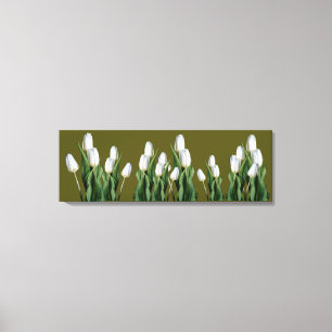 Trendweiße Tulpe Blume cool grün boho modern Leinwanddruck