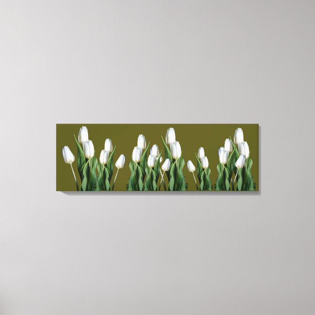 Trendweiße Tulpe Blume cool grün boho modern Leinwanddruck (Vorderseite)