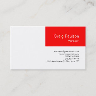 TrendWhite Red Manager Business Card Visitenkarte