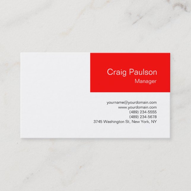 TrendWhite Red Manager Business Card Visitenkarte (Vorderseite)