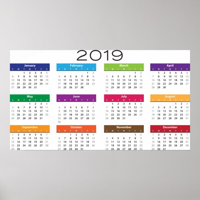 Trendy 2019 Calendar Poster (Vorne)
