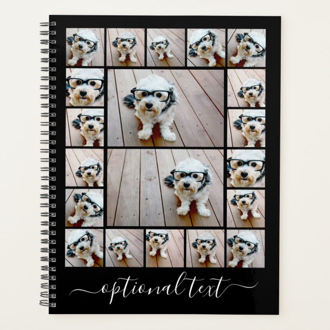 Trendy 20 Foto Collage Script Name - White Black Planer (Vorderseite)