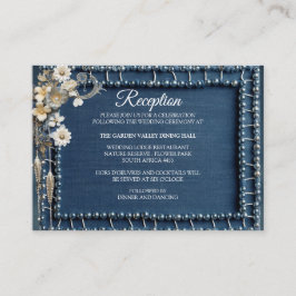 Trendy 3-D Blue Denim Print mit Kostümschmuck Begleitkarte