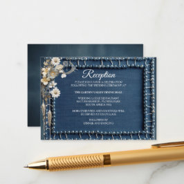 Trendy 3-D Blue Denim Print mit Kostümschmuck Begleitkarte
