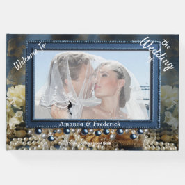 Trendy 3-D Blue Denim Print mit Kostümschmuck Gästebuch