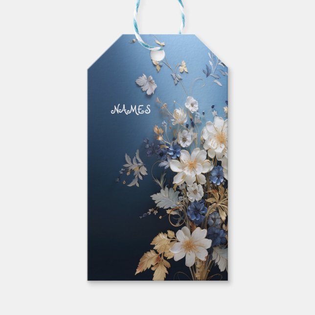 Trendy 3-D Blue Denim Print mit Kostümschmuck Geschenkanhänger (Vorderseite)