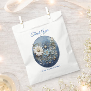 Trendy 3-D Blue Denim Print mit Kostümschmuck Geschenktütchen