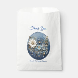 Trendy 3-D Blue Denim Print mit Kostümschmuck Geschenktütchen