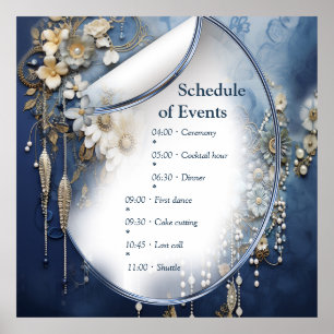 Trendy 3-D Blue Denim Print mit Kostümschmuck Poster