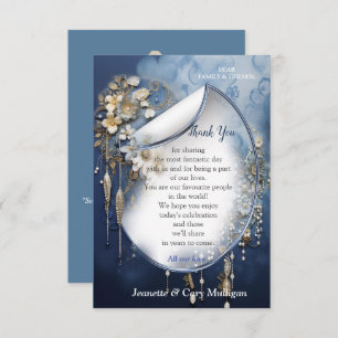 Trendy 3-D Blue Denim Print mit Kostümschmuck RSVP Karte