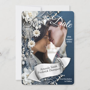 Trendy 3-D Denim Print mit Kostümschmuck Einladung