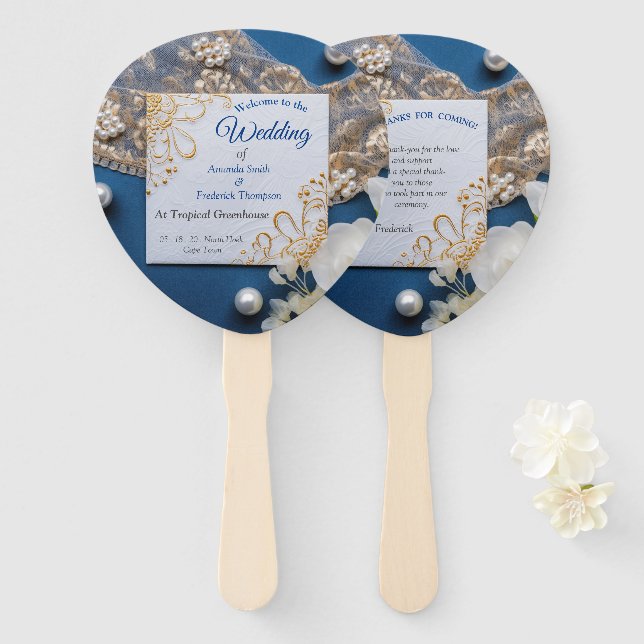 Trendy 3-D Denim Print mit Kostümschmuck Fächer (Vorne und Hinten)