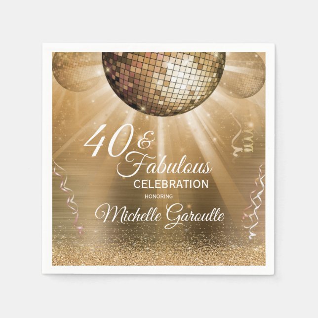 Trendy 40 & Fabulous Gold Serviette (Vorderseite)