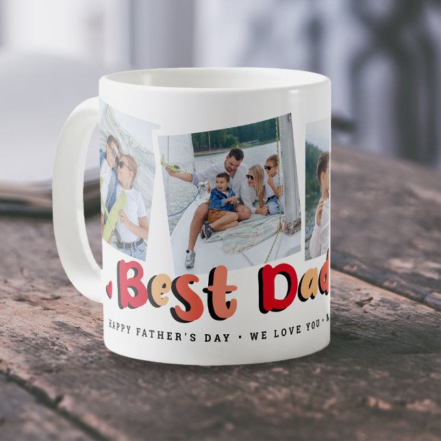 Trendy 4 Foto Bester Vater je Sake Vathers Day Kaffeetasse (Von Creator hochgeladen)