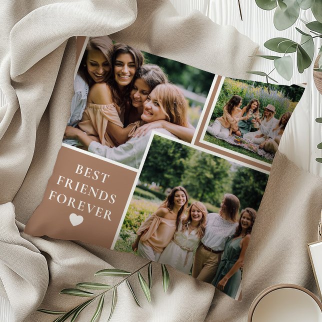 Trendy 4 Foto & Bestie Zitat Beste Freunde für imm Kissen (Von Creator hochgeladen)