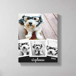 Trendy 4 Foto Collage Skript Name White Black Leinwanddruck