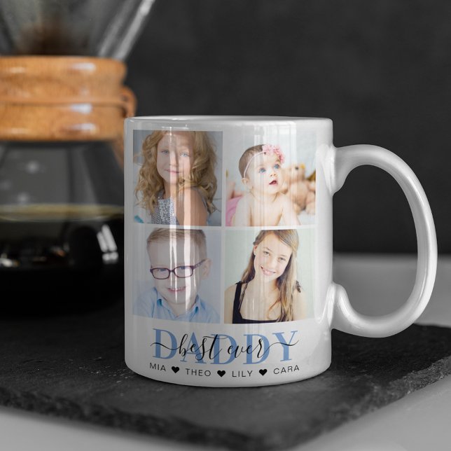 Trendy 4 Insta Foto Collage 'Best Daddy Ever' Kaffeetasse (Von Creator hochgeladen)