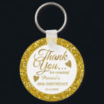 Trendy 50th Birthday Party Gold Glitter Thank You Schlüsselanhänger<br><div class="desc">50th birthday thank you favor gift keychain in classy gold glitter frame and gold typography .</div>