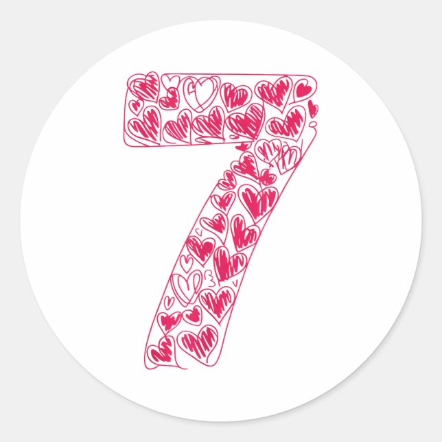 Trendy 6 7 Viral Sketch Heart 67 Cute Valentine Ma Runder Aufkleber (Vorderseite)