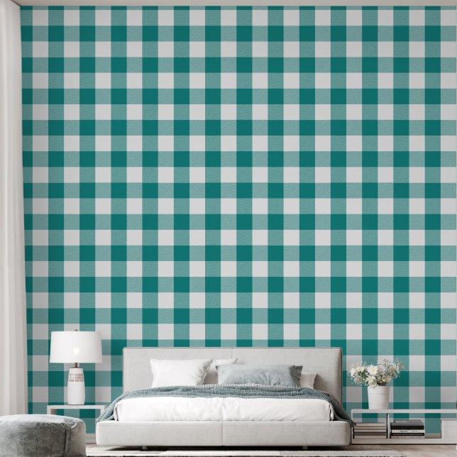 Trendy 6" Aquamarin Blue Buffalo Karo Tapete (Schlafzimmer)