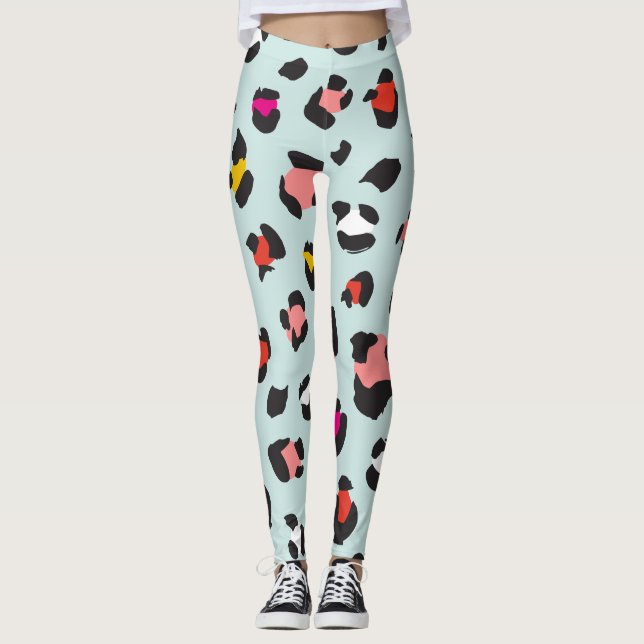Trendy 80er Leopard Pattern Leggings (Vorderseite)