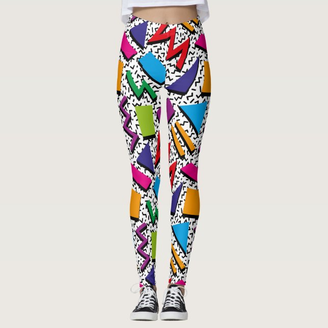 Trendy 80er Pattern farbenfrohe Leggings (Vorderseite)