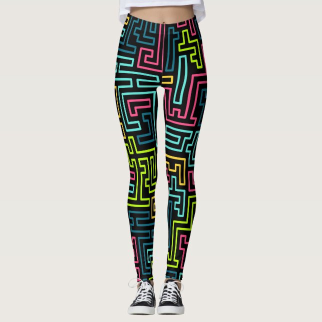 Trendy 80er Pattern Leggings (Vorderseite)