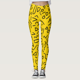 Trendy 80er Pattern Yellow Leggings