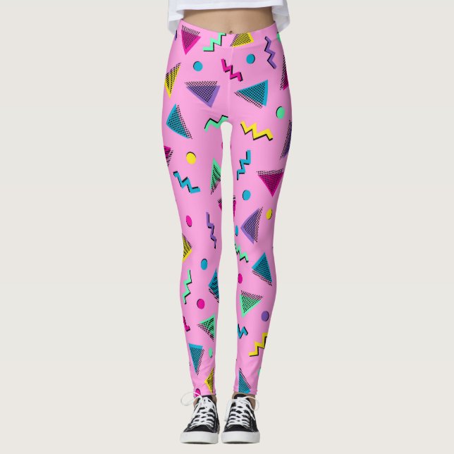 Trendy 80er Style Pink Leggings (Vorderseite)