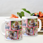 Trendy 8 Picture Masonry Grid Pink Foto Jumbo-Tasse<br><div class="desc">Rosa Tasse Riesengebirge - mit 8 Fotos individuell gestaltet. Diese schicke Gitterrost-Foto-Collage im Landschafts- und Porträtformat bietet Ihnen eine große Auswahl an Platzierungsmöglichkeiten. Die Fotovorlage ist Set für Sie, 8 Ihrer Bilder hinzuzufügen, um ein einzigartiges Sake-Geschenk für Familie oder Freunden zu schaffen. Wenn Sie die Hintergrundfarbe ändern möchten, klicken Sie...</div>