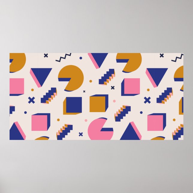 Trendy 90er Memphis geometrisches nahtloses Muster Poster (Vorne)