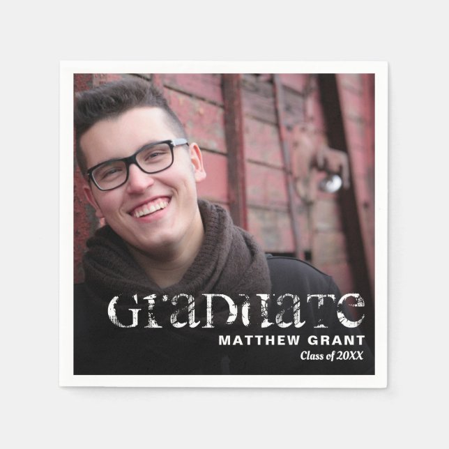 Trendy Abschluss Celebration Foto Serviette (Vorderseite)