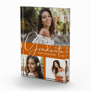 Trendy Abschluss Collage on Burnt Orange Fotoblock