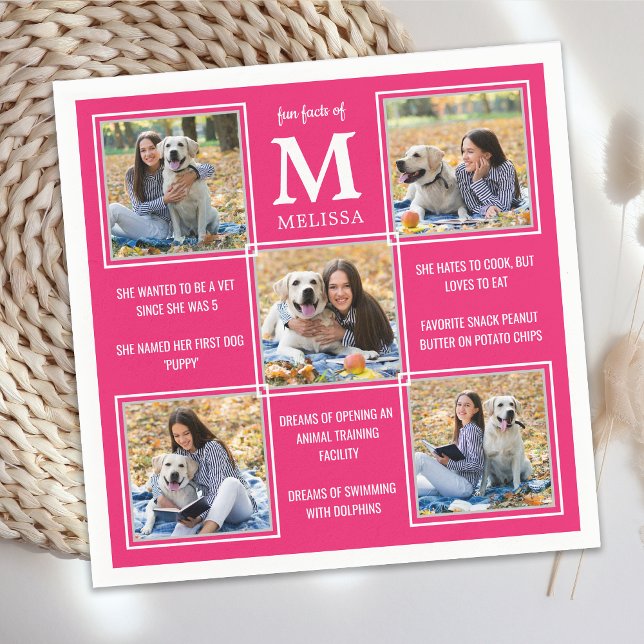 Trendy Abschluss Fun Fakten Foto Collage Napkins Serviette (Von Creator hochgeladen)