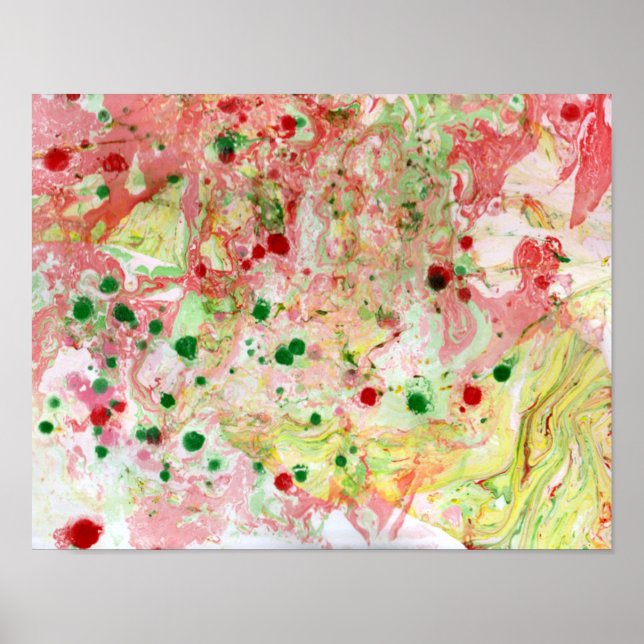 Trendy Abstrakt Art Green Pink Red Yellow Moderne Poster (Vorne)
