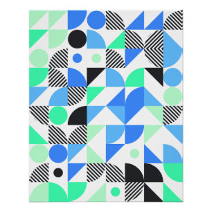 Trendy Abstrakt Blue Mint Green Geometric Muster Poster