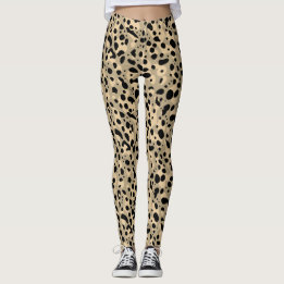 Trendy Abstrakt Brown Sepia Leopard Spots Muster Leggings