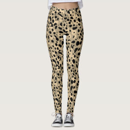 Trendy Abstrakt Brown Sepia Leopard Spots Muster Leggings