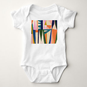 Trendy Abstrakt: Farbenfrohe Handzeichnung. Baby Strampler