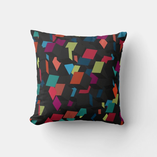 Trendy Abstrakt Geometric Cube Pattern Kissen (Vorderseite)