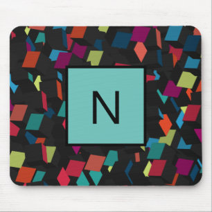 Trendy Abstrakt Geometric Cube Pattern Monogram Mousepad